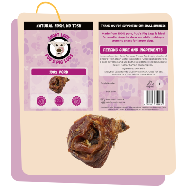 Packaging and product for Pug's Pig Lugs